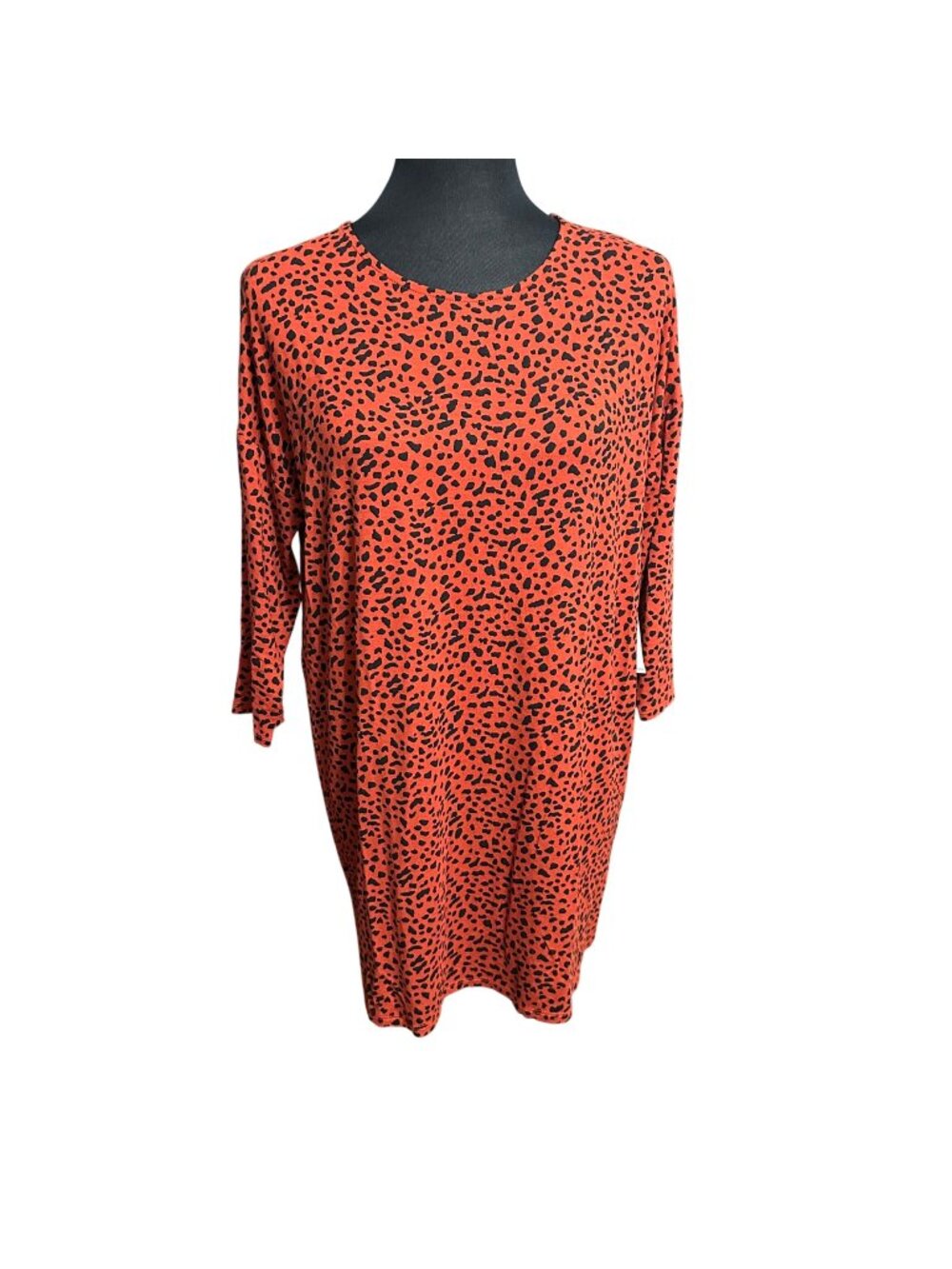 Chico's Shirt Size 0 S NWT Red Orange Animal Wedge Tunic Touch of Cool Spiced